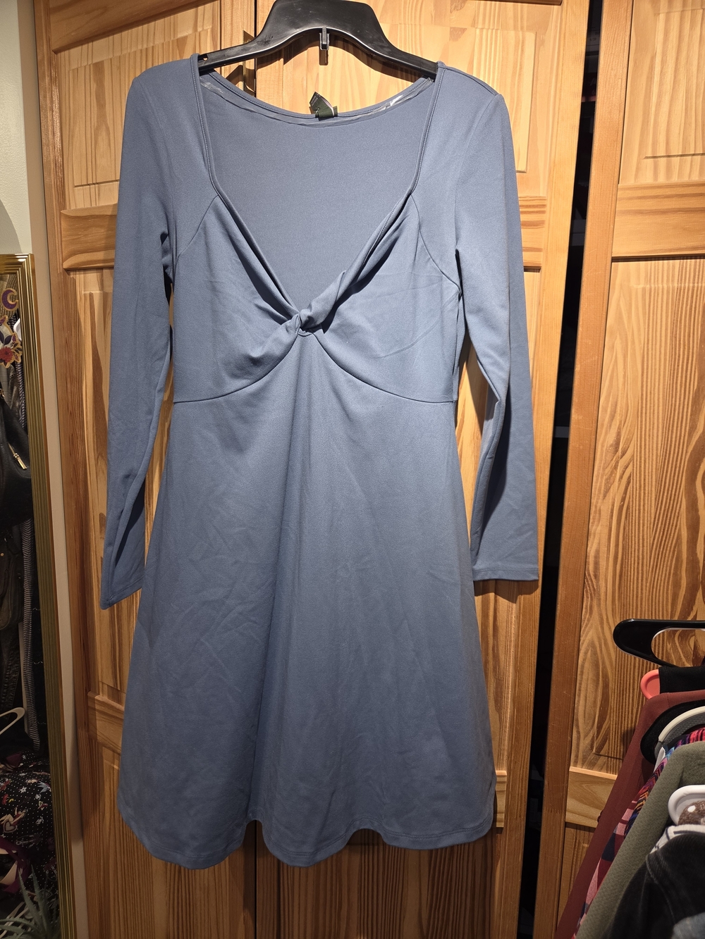 wild fable Slate Blue Long-Sleeve Twist Front Dress
